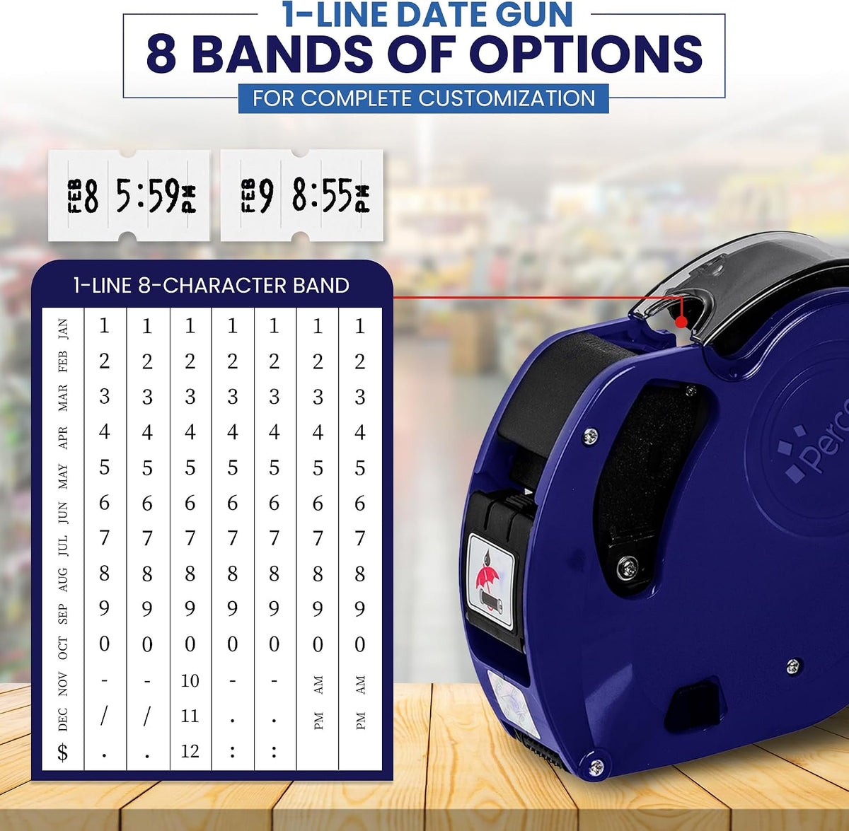 Lite 1 Line Date Gun Kit for Retail – Includes 5 White Label Rolls, Clip & Ink Rollers