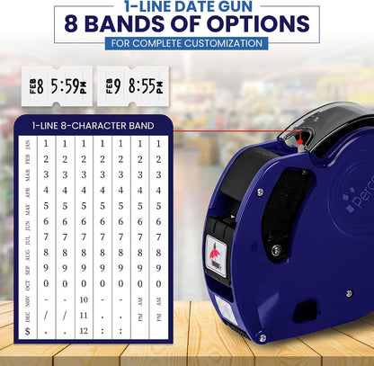 Lite 1 Line Date Gun Kit for Retail – Includes 5 White Label Rolls, Clip & Ink Rollers