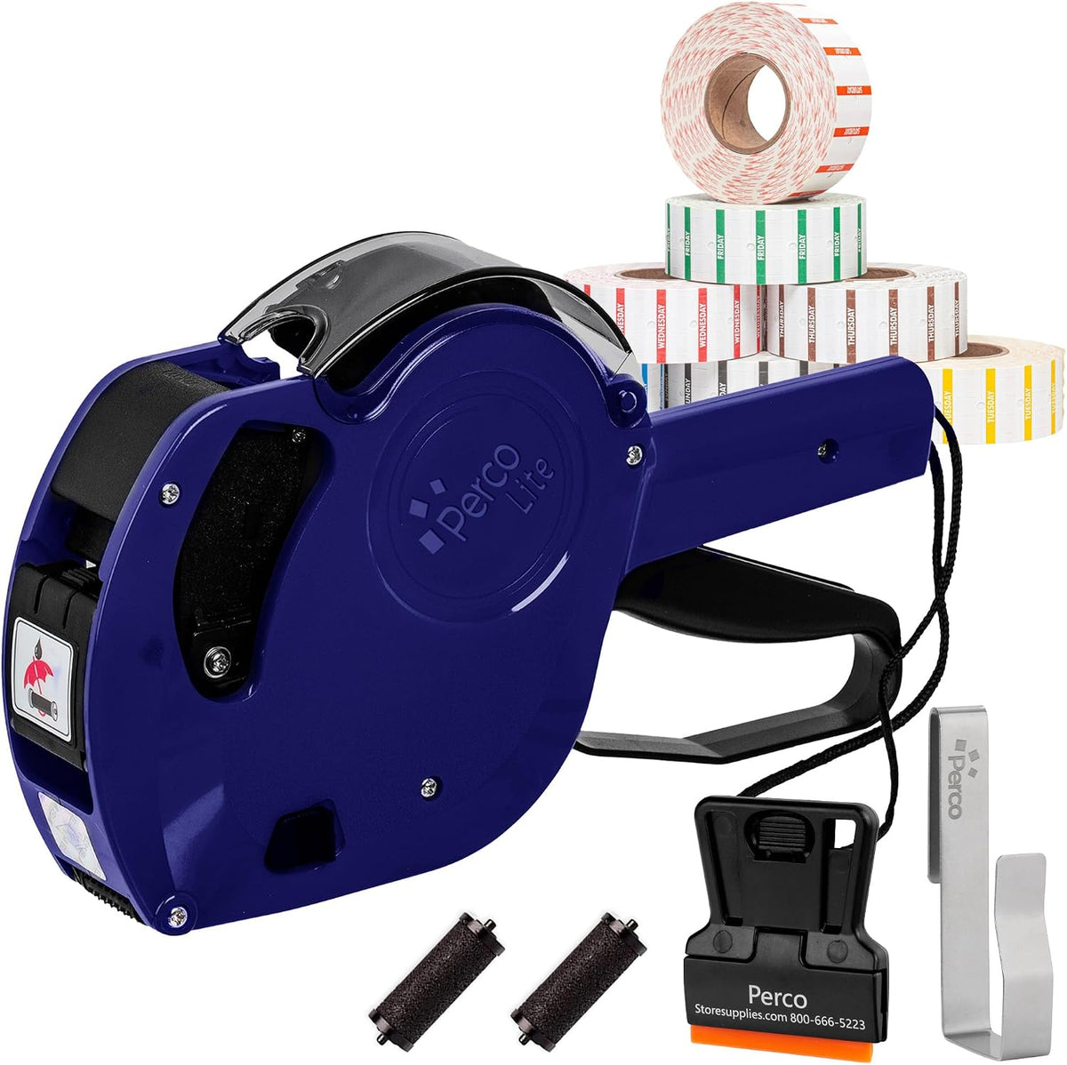 Lite 1 Line Date Gun Kit for Retail – Includes 5 White Label Rolls, Clip & Ink Rollers