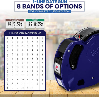 Lite 1 Line Date Gun Kit for Retail – Includes 5 White Label Rolls, Clip & Ink Rollers