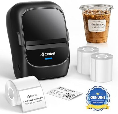 221B Label Printer for Small Business, for Frozen Food and Retail, with 3 Rolls Low Temperature Thermal Labels (1.57 × 1.18 Inch), Water and Oil Resistant, Freezer Adhesive Down to -30°C