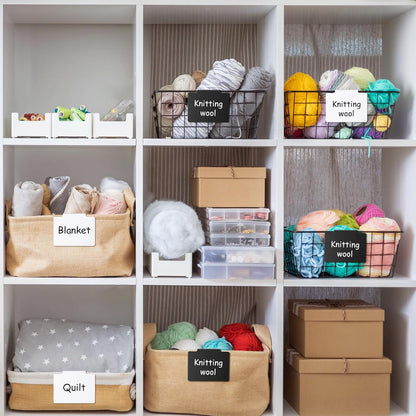 32 Pieces Basket Labels Clip Set, Include 30 Pieces Kitchen Clip Label Holder Removable PVC Bin with 2 Pieces Chalk Marker for Basket Pantry Organization Box (Black Label Clip, White Pen)