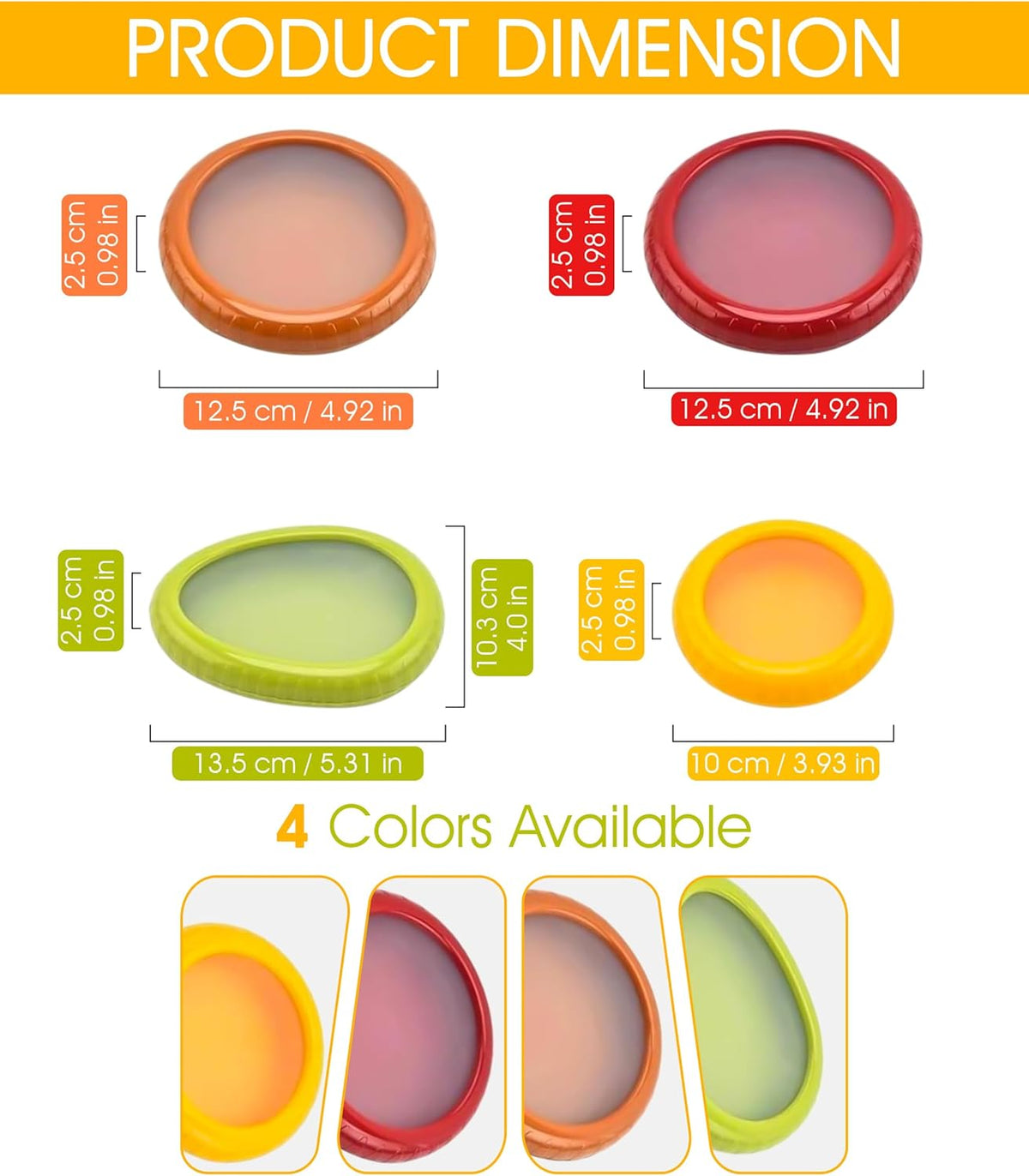 5-Piece Avocado Saver and Tomato Holder Set – 4 Reusable Silicone Food Storage Containers + 1 Fruit Peeler, Stretch Pods for Fruit & Veggie Storage