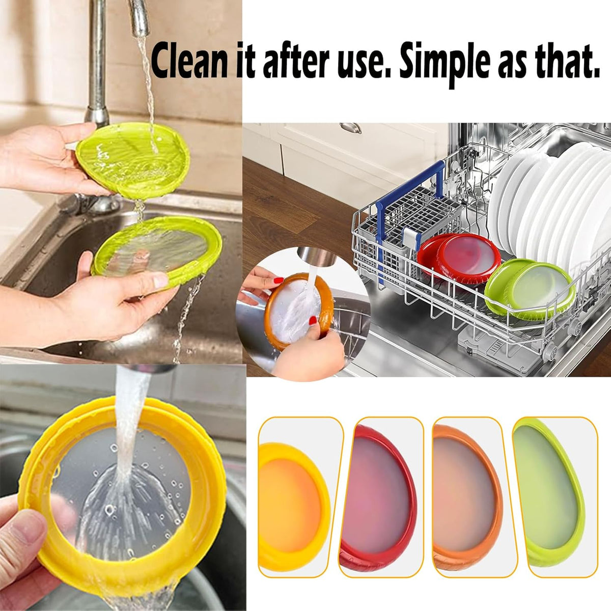 5-Piece Avocado Saver and Tomato Holder Set – 4 Reusable Silicone Food Storage Containers + 1 Fruit Peeler, Stretch Pods for Fruit & Veggie Storage