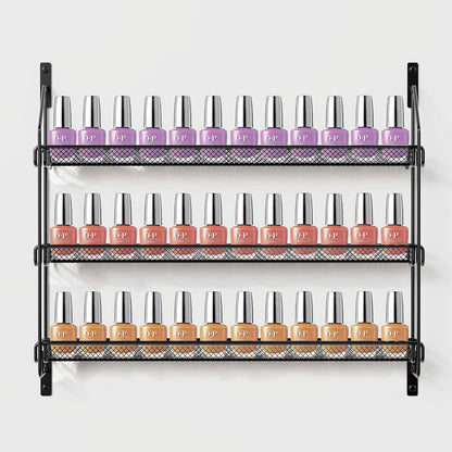 Nail Polish Organizer Wall Mounted, 6 Tier Metal Storage Rack Holds 90 Bottles, Multifunctional Organizer for Essential Oils Paint Perfume, White