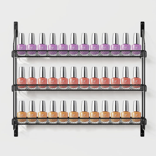 Nail Polish Organizer Wall Mounted, 6 Tier Metal Storage Rack Holds 90 Bottles, Multifunctional Organizer for Essential Oils Paint Perfume, White