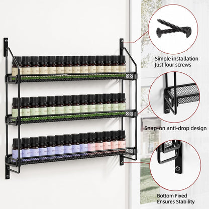 Nail Polish Organizer Wall Mounted, 6 Tier Metal Storage Rack Holds 90 Bottles, Multifunctional Organizer for Essential Oils Paint Perfume, White
