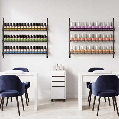 Nail Polish Organizer Wall Mounted, 6 Tier Metal Storage Rack Holds 90 Bottles, Multifunctional Organizer for Essential Oils Paint Perfume, White