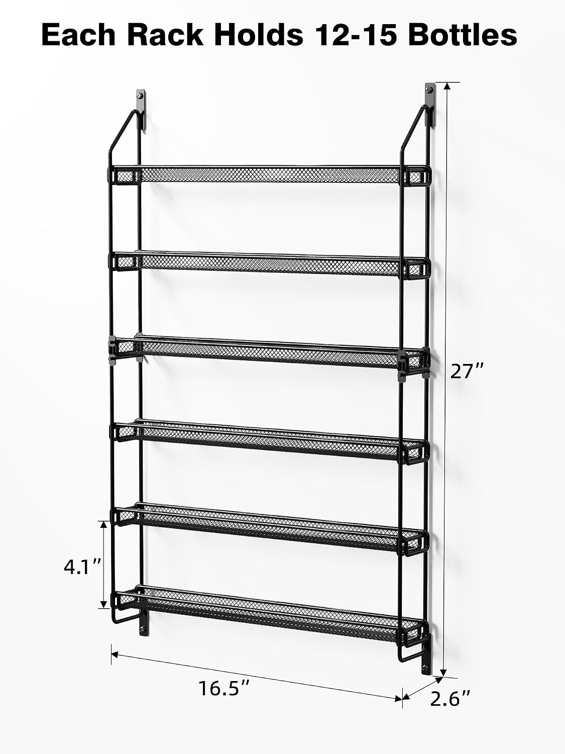 Nail Polish Organizer Wall Mounted, 6 Tier Metal Storage Rack Holds 90 Bottles, Multifunctional Organizer for Essential Oils Paint Perfume, White