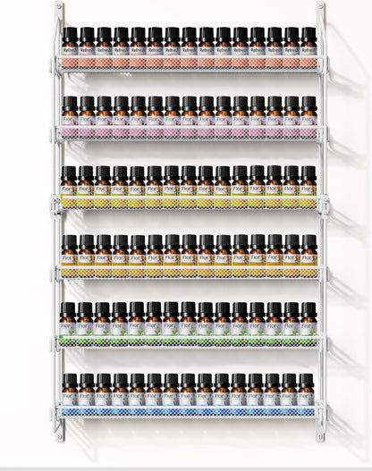 Nail Polish Organizer Wall Mounted, 6 Tier Metal Storage Rack Holds 90 Bottles, Multifunctional Organizer for Essential Oils Paint Perfume, White