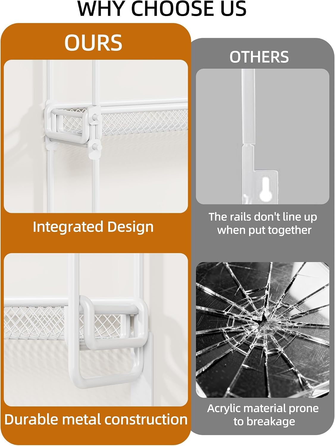 Nail Polish Organizer Wall Mounted, 6 Tier Metal Storage Rack Holds 90 Bottles, Multifunctional Organizer for Essential Oils Paint Perfume, White