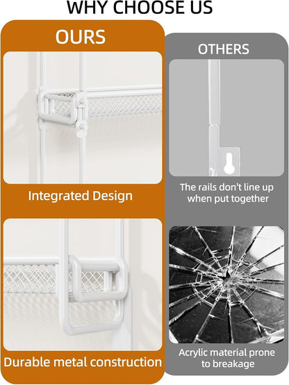 Nail Polish Organizer Wall Mounted, 6 Tier Metal Storage Rack Holds 90 Bottles, Multifunctional Organizer for Essential Oils Paint Perfume, White
