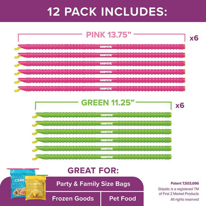 12 Pack Assorted Food Bag Sealers Reusable Chip Clips Bag Clips | Seal Bags Airtight to Keep Food Fresh