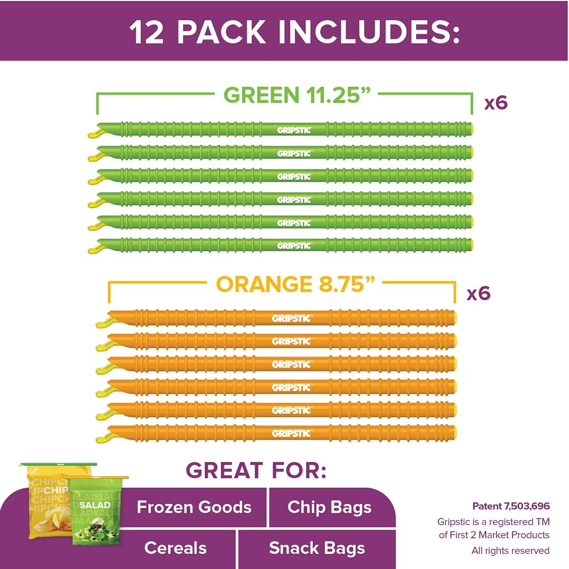12 Pack Assorted Food Bag Sealers Reusable Chip Clips Bag Clips | Seal Bags Airtight to Keep Food Fresh