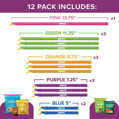 12 Pack Assorted Food Bag Sealers Reusable Chip Clips Bag Clips | Seal Bags Airtight to Keep Food Fresh