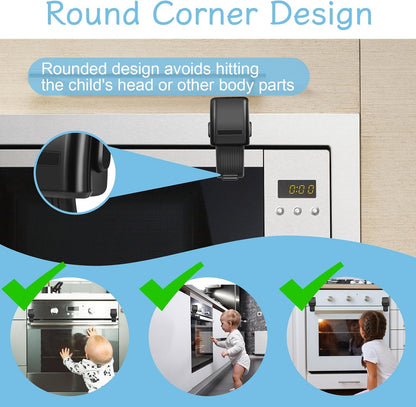 2 PCS Oven Door Lock Child Safety, Self-Adhesive Black