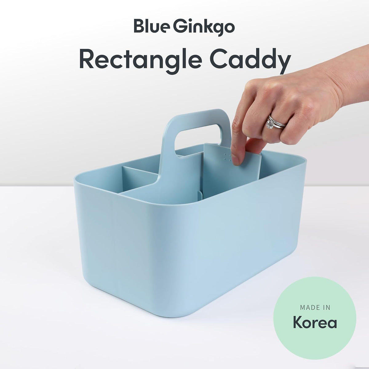Stackable Organizer Caddy, Rectangle, White, Made in Korea | Portable. Adjustable. Home, Office & School Storage.