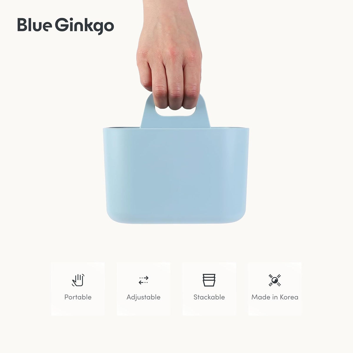 Stackable Organizer Caddy, Rectangle, White, Made in Korea | Portable. Adjustable. Home, Office & School Storage.