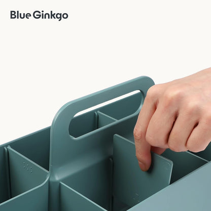 Stackable Organizer Caddy, Rectangle, White, Made in Korea | Portable. Adjustable. Home, Office & School Storage.