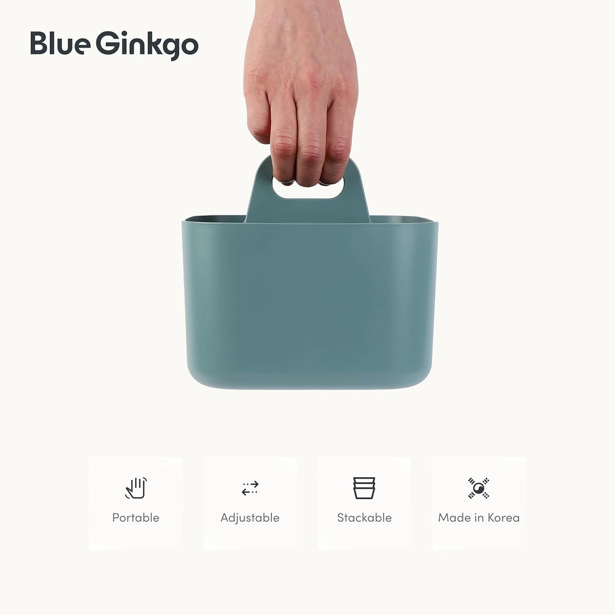 Stackable Organizer Caddy, Rectangle, White, Made in Korea | Portable. Adjustable. Home, Office & School Storage.
