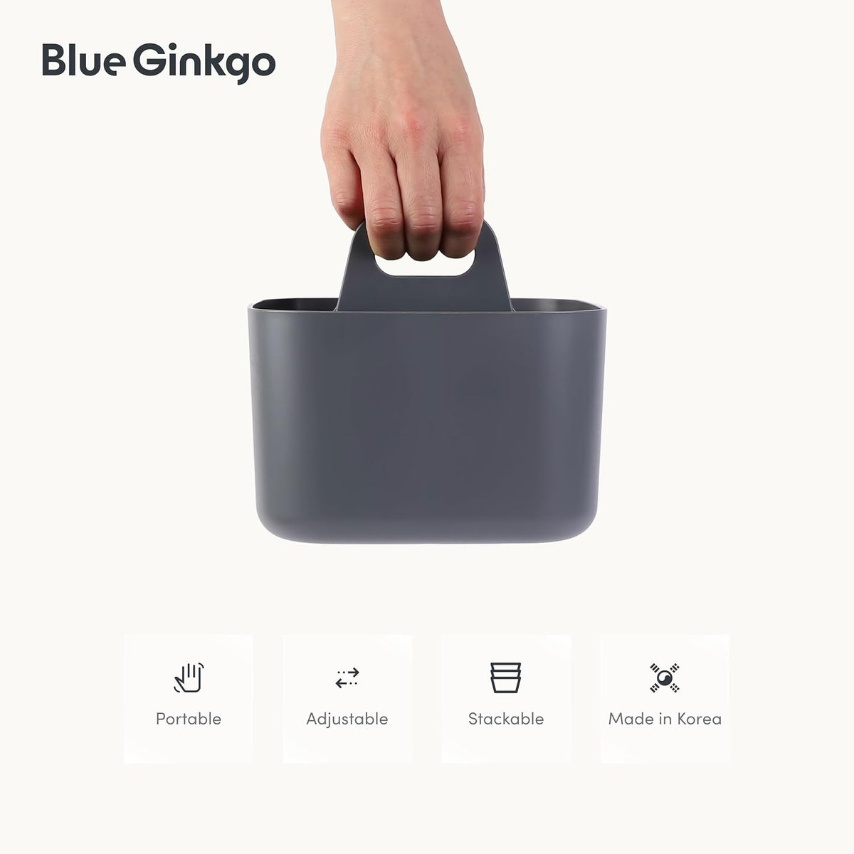 Stackable Organizer Caddy, Rectangle, White, Made in Korea | Portable. Adjustable. Home, Office & School Storage.