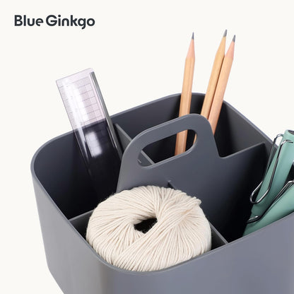 Stackable Organizer Caddy, Rectangle, White, Made in Korea | Portable. Adjustable. Home, Office & School Storage.
