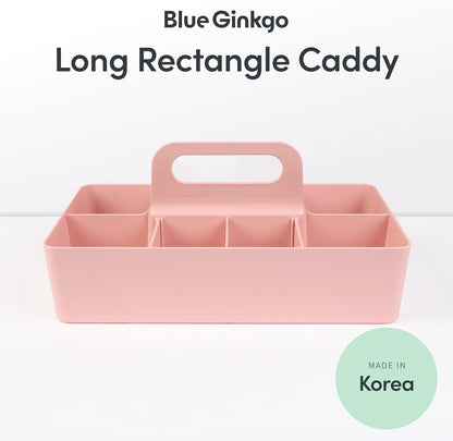 Stackable Organizer Caddy, Rectangle, White, Made in Korea | Portable. Adjustable. Home, Office & School Storage.