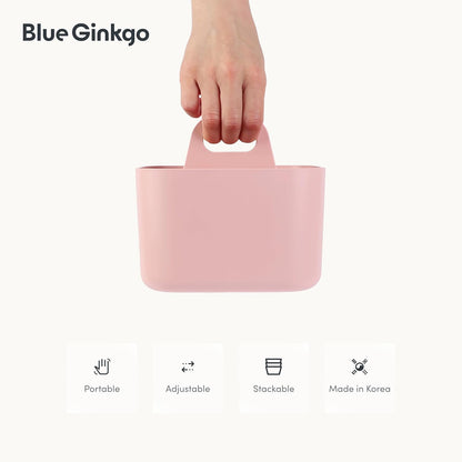 Stackable Organizer Caddy, Rectangle, White, Made in Korea | Portable. Adjustable. Home, Office & School Storage.