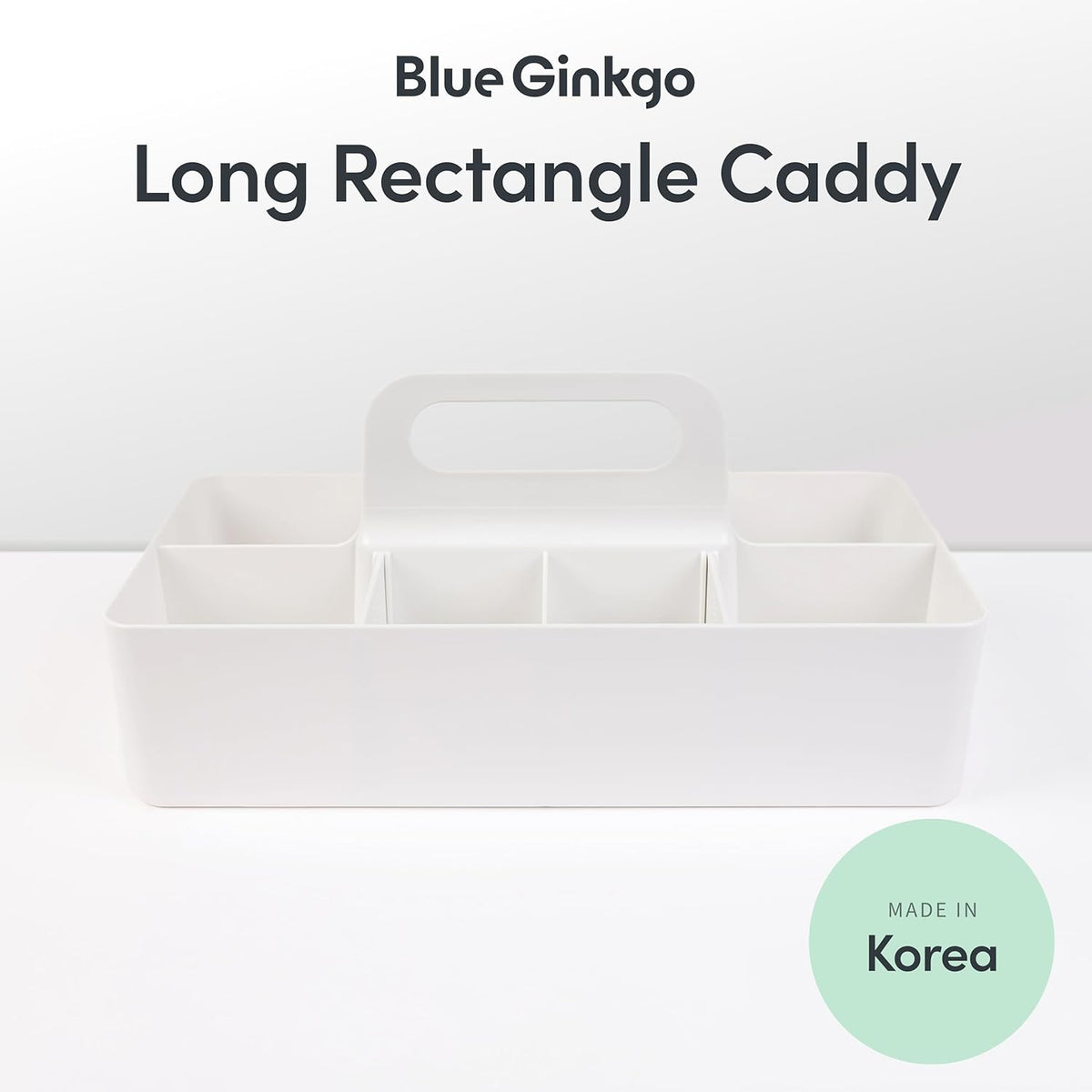 Stackable Organizer Caddy, Rectangle, White, Made in Korea | Portable. Adjustable. Home, Office & School Storage.