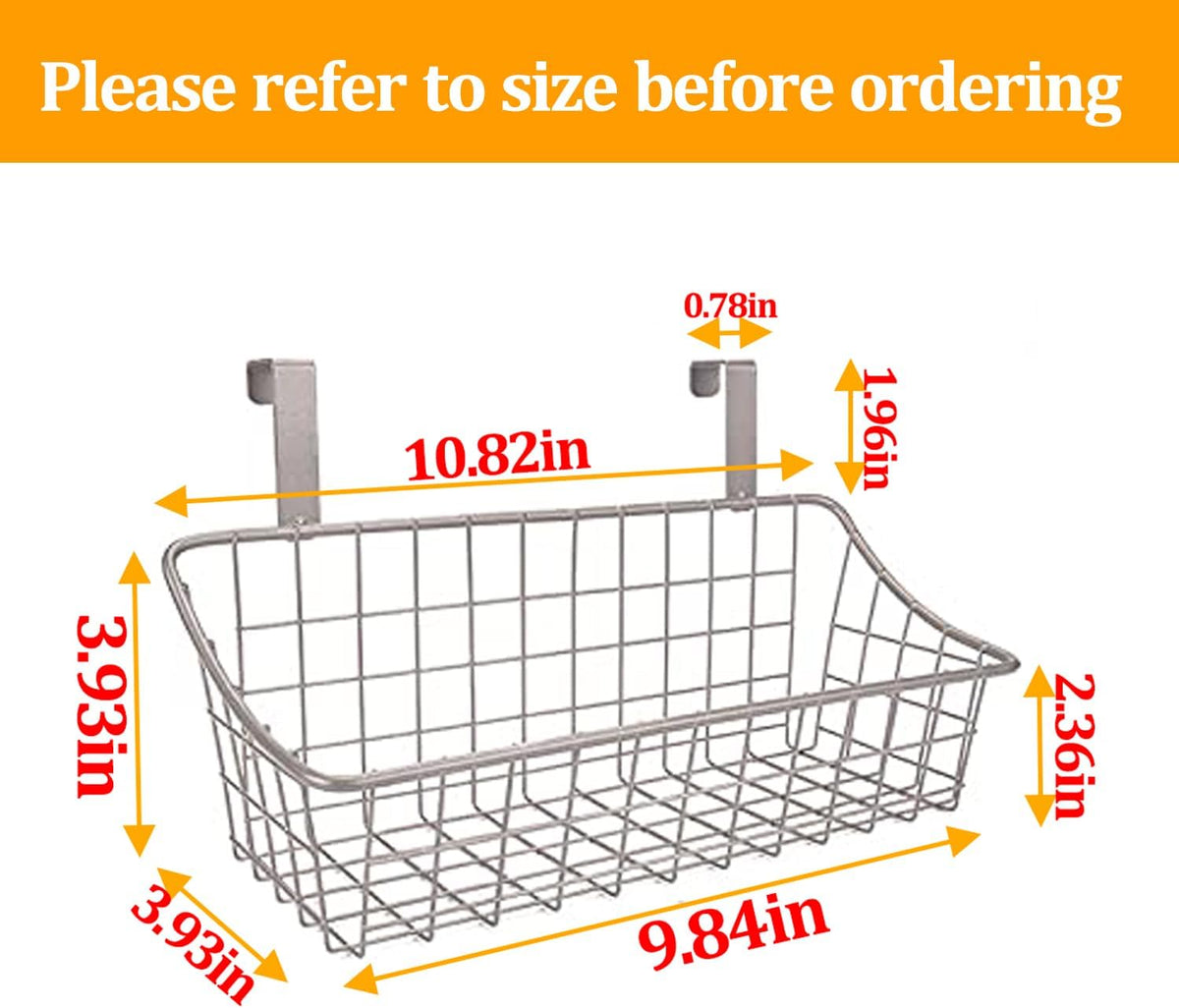 LeleCAT Over Cabinet Door Basket with hook Grid Storage Basket, Kitchen Storage Organizer,Over Cabinet Door Organizer,Hanging it behind a door or on a railing, Small, BLack