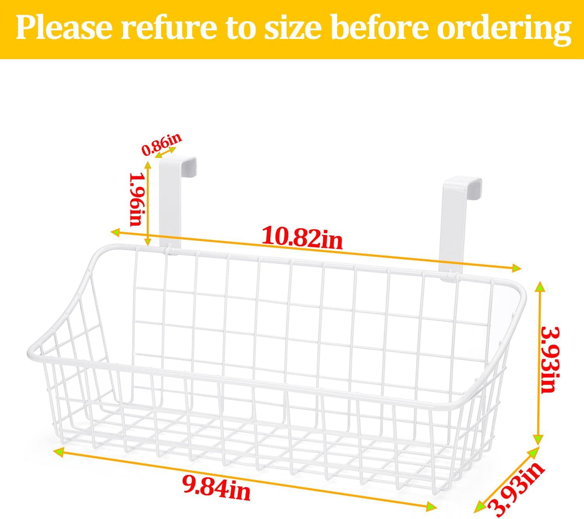 LeleCAT Over Cabinet Door Basket with hook Grid Storage Basket, Kitchen Storage Organizer,Over Cabinet Door Organizer,Hanging it behind a door or on a railing, Small, BLack