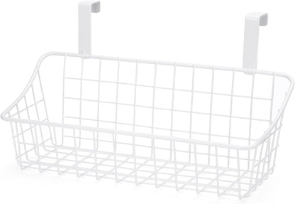 LeleCAT Over Cabinet Door Basket with hook Grid Storage Basket, Kitchen Storage Organizer,Over Cabinet Door Organizer,Hanging it behind a door or on a railing, Small, BLack