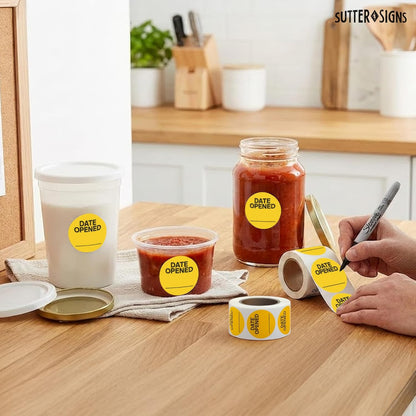 500pcs Date Opened Stickers Label Roll, 1.25" Diameter