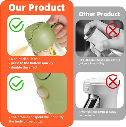 16oz/470ml Glass Olive Oil Sprayer for Cooking – 2 in 1 Olive Oil Dispenser Bottle for Kitchen Gadgets and Air Fryer Accessories, Salad, BBQ - Black