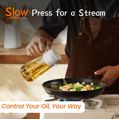 16oz/470ml Glass Olive Oil Sprayer for Cooking – 2 in 1 Olive Oil Dispenser Bottle for Kitchen Gadgets and Air Fryer Accessories, Salad, BBQ - Black