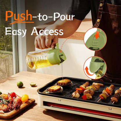 16oz/470ml Glass Olive Oil Sprayer for Cooking – 2 in 1 Olive Oil Dispenser Bottle for Kitchen Gadgets and Air Fryer Accessories, Salad, BBQ - Black