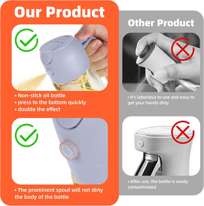 16oz/470ml Glass Olive Oil Sprayer for Cooking – 2 in 1 Olive Oil Dispenser Bottle for Kitchen Gadgets and Air Fryer Accessories, Salad, BBQ - Black