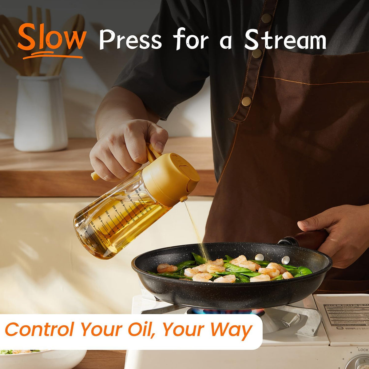 16oz/470ml Glass Olive Oil Sprayer for Cooking – 2 in 1 Olive Oil Dispenser Bottle for Kitchen Gadgets and Air Fryer Accessories, Salad, BBQ - Black