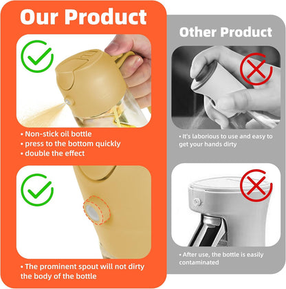 16oz/470ml Glass Olive Oil Sprayer for Cooking – 2 in 1 Olive Oil Dispenser Bottle for Kitchen Gadgets and Air Fryer Accessories, Salad, BBQ - Black