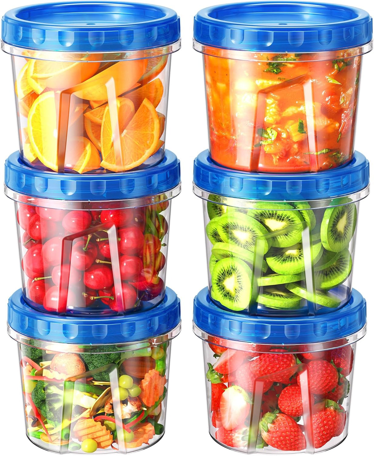 24 oz Freezer Storage Containers, Plastic Food Storage Containers with Twist Top Lids, BPA Free and Reusable Soup Containers with Lids, Leakproof/Microwave/Dishwasher Safe