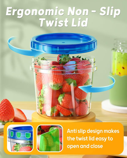 24 oz Freezer Storage Containers, Plastic Food Storage Containers with Twist Top Lids, BPA Free and Reusable Soup Containers with Lids, Leakproof/Microwave/Dishwasher Safe