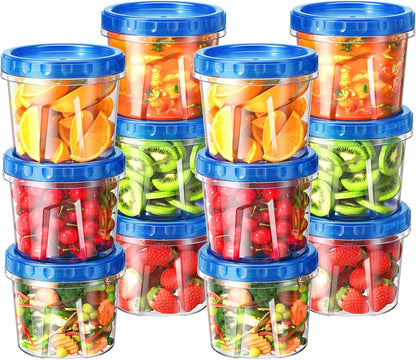 24 oz Freezer Storage Containers, Plastic Food Storage Containers with Twist Top Lids, BPA Free and Reusable Soup Containers with Lids, Leakproof/Microwave/Dishwasher Safe
