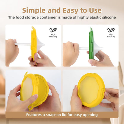 Avocado Saver and Onion Holder-4Pcs Fruit Fresh Storage Containers | Reusable Silicone, Refrigerator Use, For Fruits & Vegetable Containers, Fits Apples, Lemons, Potatoes, Oranges,Tomatoes