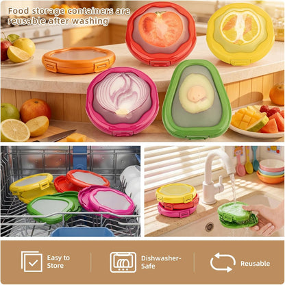 Avocado Saver and Onion Holder-4Pcs Fruit Fresh Storage Containers | Reusable Silicone, Refrigerator Use, For Fruits & Vegetable Containers, Fits Apples, Lemons, Potatoes, Oranges,Tomatoes