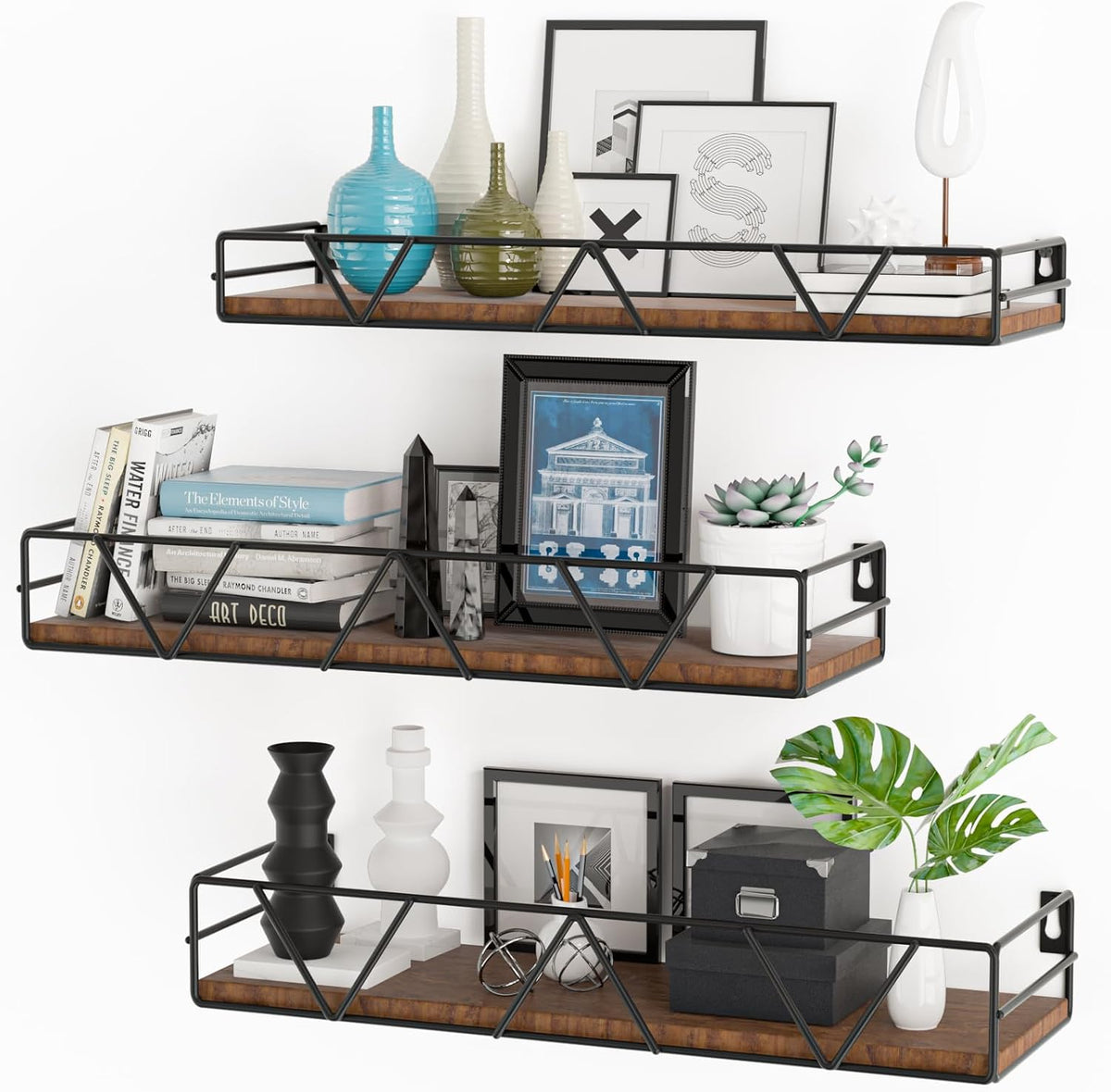 Floating Shelves Set of 3, Wood Wall Shelf, Farmhouse Shelf for Bedroom