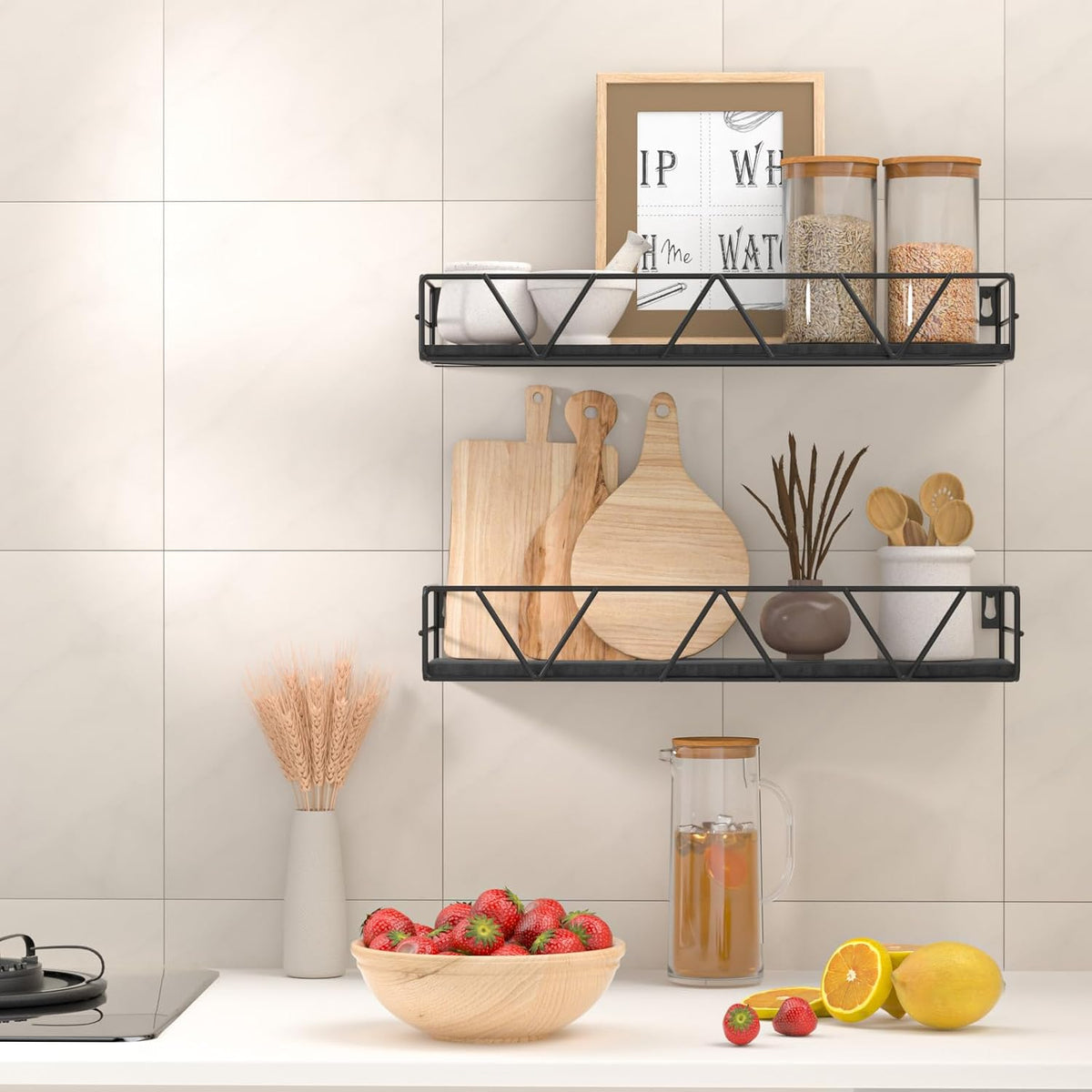 Floating Shelves Set of 3, Wood Wall Shelf, Farmhouse Shelf for Bedroom