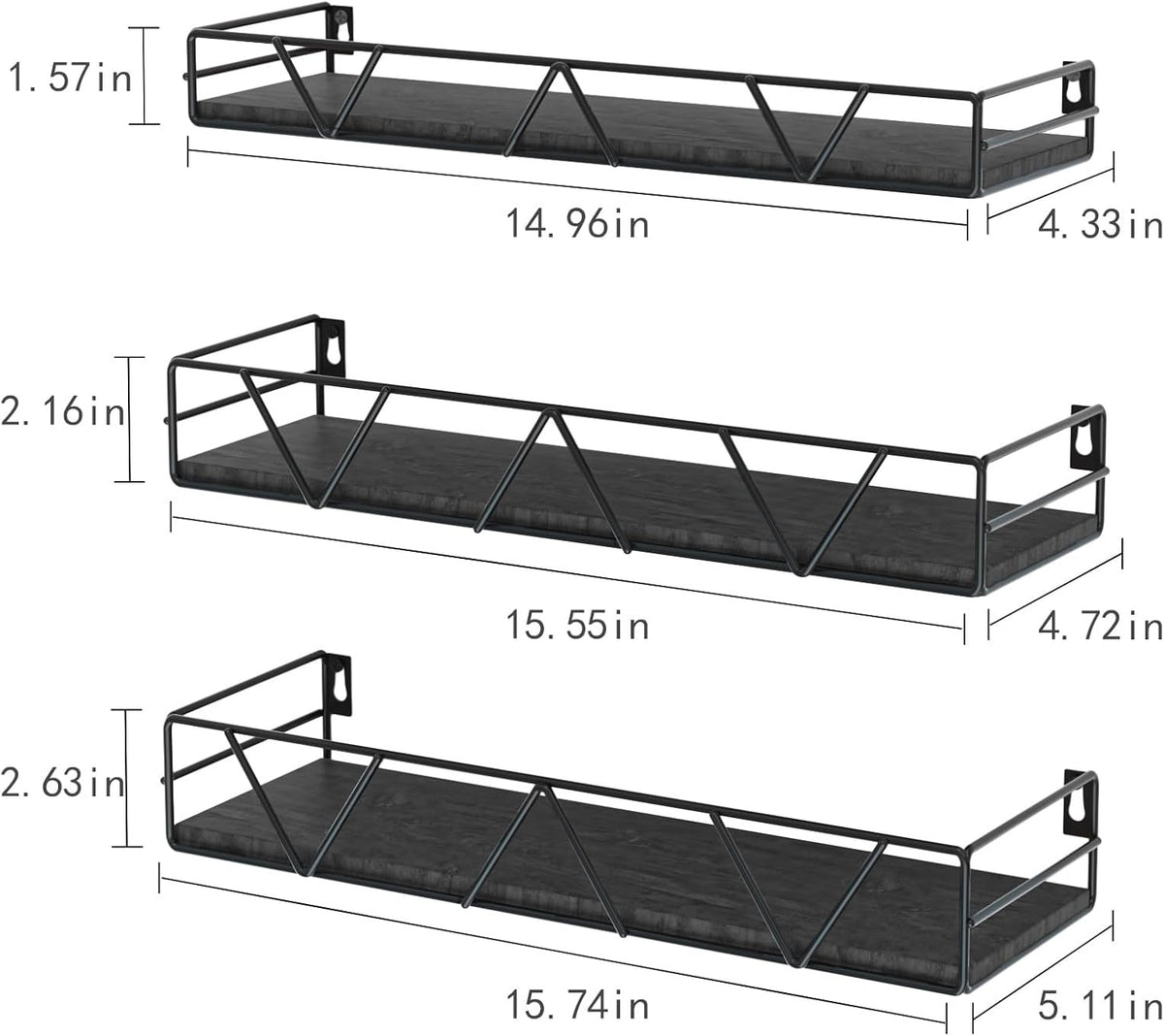 Floating Shelves Set of 3, Wood Wall Shelf, Farmhouse Shelf for Bedroom