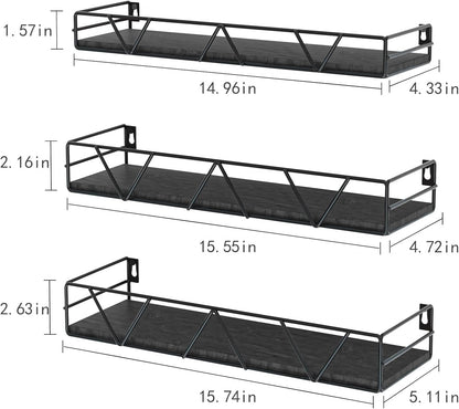 Floating Shelves Set of 3, Wood Wall Shelf, Farmhouse Shelf for Bedroom