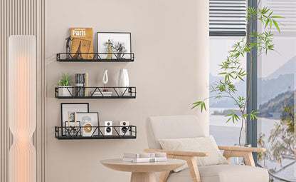 Floating Shelves Set of 3, Wood Wall Shelf, Farmhouse Shelf for Bedroom