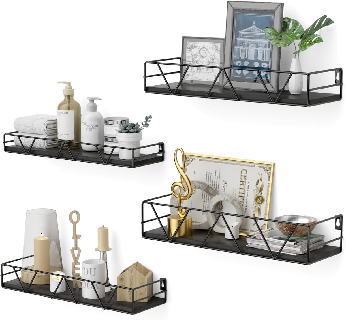 Floating Shelves Set of 3, Wood Wall Shelf, Farmhouse Shelf for Bedroom